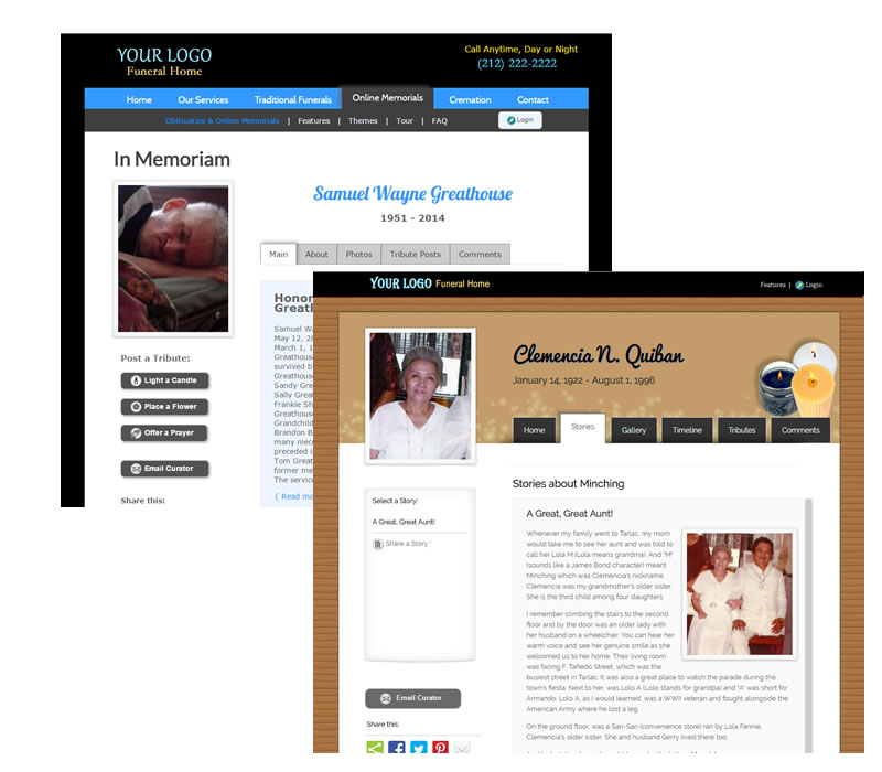 Custom Online Memorial for Funeral Homes