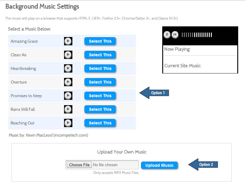 Background Music Settings